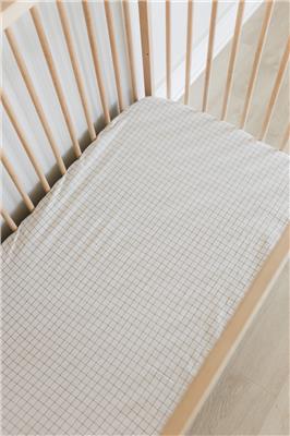 Grid Washed Cotton Cot Fitted Sheet | The Local Edit