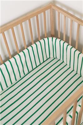 Green Stripe Cot Fitted Sheet | The Local Edit