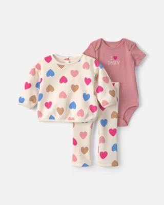 Baby Girl 3-Piece Heart I Love Daddy Fleece Layering Set | Carters