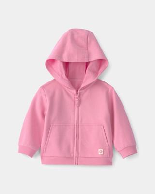 Baby Girl French Terry Zip-Up Hoodie - Pink | Carters