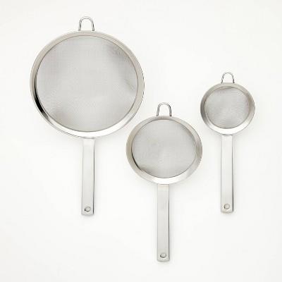 3pc (3, 5, and 8) Stainless Steel Mesh Strainer Set Silver - Figmint™ : Target