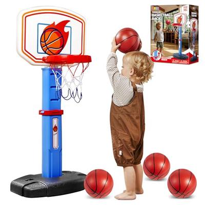 JOYIN Kids Basketball Hoop and Stand,Portable Basketball Stand Set with 4 Balls 30.7-42.5 inch Adjustable Outdoor & Indoor Toy Basketball Hoop for Kid