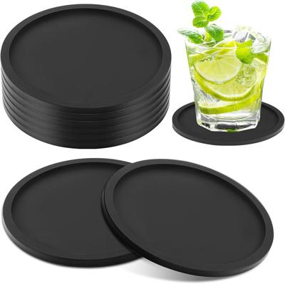 8 PCS Black Coasters, Silicone Thick Design(0.2inch) Round Mugs Coasters Set of 8 for Drinks Coffee Pads Beer Bar Mat, 10 * 10 * 0.5cm : Amazon.co.uk: