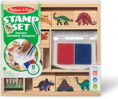 Amazon.com: Melissa & Doug Wooden Stamp Set: Dinosaurs - 8 Stamps, 5 Colored Pencils, 2-Color Stamp Pad - FSC Certified : Melissa & Doug: Toys & Games
