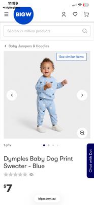 Dymples Baby Dog Print Sweater - Blue | BIG W