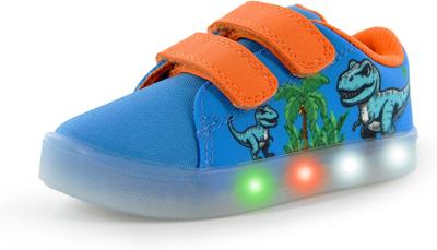 Amazon.com | YESKIS Toddler Boys Light Up Shoes LED Flashing Dual Hook and Loops Cartoon Canvas Walking Sneakers for Little Kid Navy 11 | Sneakers