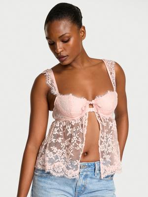 Buy Wicked Unlined Lace Flyaway Bra Top, Purest Pink - Order Pajama Tops online - Victorias Secret US