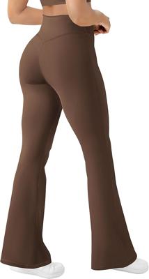 AB-Eleven Womens Yoga Pants Bootcut Flare Leggings Flared Bell Bottom Leggings High-Waisted Workout Pants Tummy Control Black at Amazon Women’s Cloth