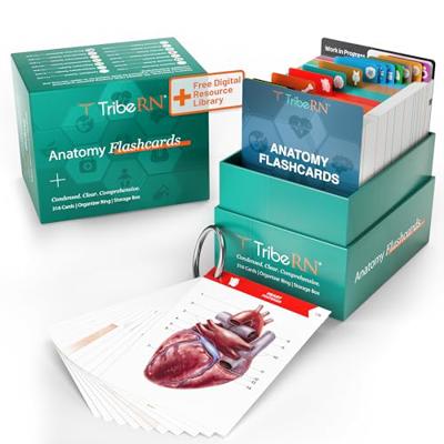 TribeRN Anatomy and Physiology Flash Cards – 320 Study Resources for Students – Human Anatomy & Physiology Study Tools – Medical, Nursing School Essen