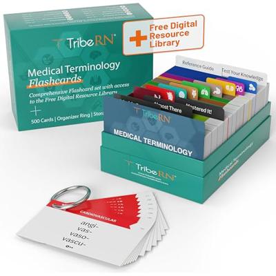 500 Double-Sided Professional Terminology flashcards for Nursing and Medical Students - Includes Easy to use Color-Coded Study Tool with Sorting Ring