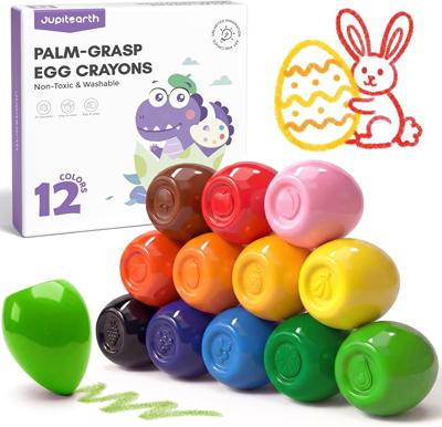 Amazon.com: JUPITEARTH 6 Colors Egg Crayons for kids, Palm-Grasp Non Toxic Jumbo Washable Crayons for Kids, Fat Brain Toys for Art Supplies and Perfec