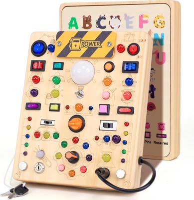 Amazon.com: Busy Board with 19 LED Light Switches, Montessori Toys for 1 2 3 Years Old, Wooden Sensory Board, Toddlers Activity Travel Toys for 1 2 3
