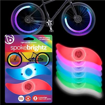 Amazon.com : Brightz SpokeBrightz 2-Pack LED Bike Wheel Lights - Color Changing Bike Spoke Light - LED Bike Tire Lights for Kids, Adults, Boys, and Gi