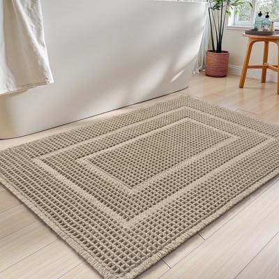 SIXHOME Bathroom Rugs Mat Waffle Bath Rug Super Absorbent Non Slip Bath Mat Machine Washable Rubber Backed Bathroom Mat with Tassels Ultra Soft Boho B