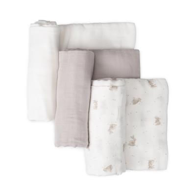 Little Bamboo Muslin Wraps 3 Pack Stone Grey | Baby Bunting AU