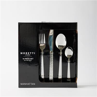 Moretti Manhattan Cutlery Set Hammered 16 Piece