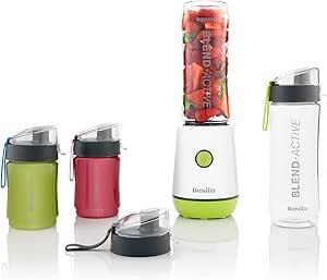 Breville Blend Active Personal Blender & Smoothie Maker | 350W | Family Pack | 4 Portable Blend Active Bottles (300ml | 600ml) | Leak Proof Lids | Whi