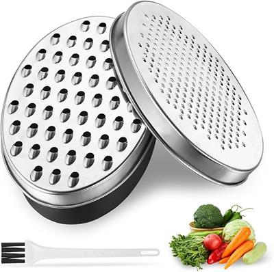 BieMian Cheese Grater with Container and Lid, Food Graters for Kitchen, Cheese Shredder, Stainless Steel Vegetable Chopper for Home Ginger Fruit Choco