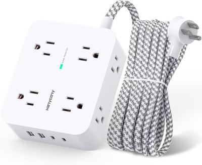 Amazon.com: Surge Protector Power Strip - HANYCONY 8 Outlets 4 USB (2 USB C) Charging Ports, Multi Plug Outlet Extender, 5Ft Braided Extension Cord, F