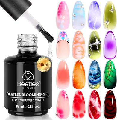 Amazon.com : Beetles Blooming Gel 15ml Clear Uv Led Aura Nails Gel Polish for Spreading Effect Marble Natural Stone Watercolor Floral Print Soak off D