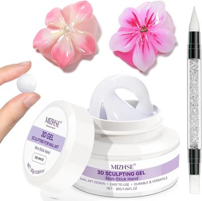 Amazon.com : MIZHSE White 3D Gel Nail Art 30g Sculpting Gel Non-Sticky Molding Gels for Nails Solid U V LED Soak Off Gels Polish with Nail Art Pen Rub