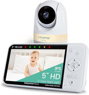 Amazon.com: Babysense Prisma Baby Monitor with Camera and Audio, 5” HD Video Baby Monitor with 2 Cameras, 6-Color Night Light, Split Screen, Sound Mac