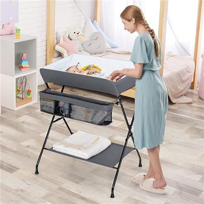 Amazon.com: Costzon Changing Table, Portable Baby Changing Table Foldable Diaper Changing Station with Safety Belt, Large Storage Rack & Shelf, Nurser