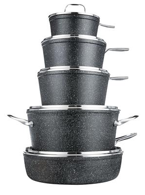 Heritage The Rock Forged Non-Stick Cookware Set, Dishwasher & Oven Safe, Black, 10-pc