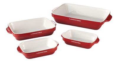 Lagostina Ceramic Bakeware Set, Red, Assorted Sizes, 4-pc