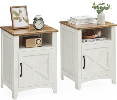 Amazon.com: VASAGLE LIRY Collection - Farmhouse Nightstand with Barn Door, Set of 2, Bedside Table with Storage, Side End Table, Night Stand, Open Com