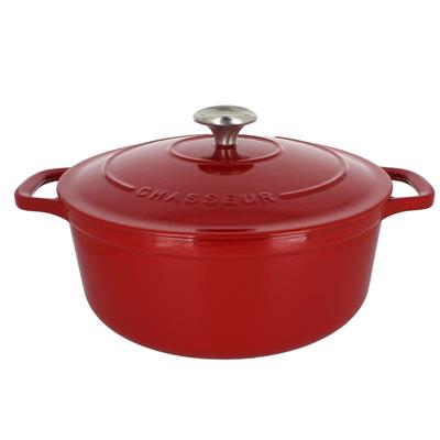 Chasseur 6.25-quart Red French Enameled Cast Iron Round Dutch Oven