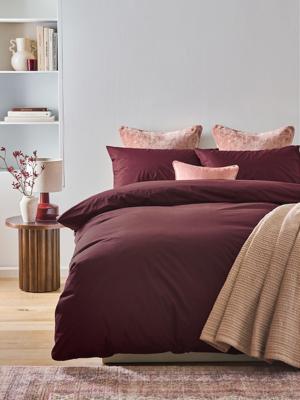 Buy Burgundy Red Cotton Rich Plain Duvet Cover and Pillowcase Set from Next Australia