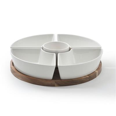 Soren Acacia 6 Piece Chip And Dip Set Brown | Harris Scarfe