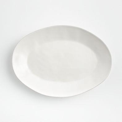 Marin White Stoneware Small Oval Serving Platter