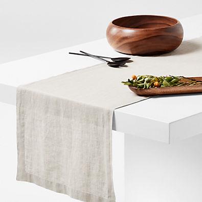 Marin 90" Warm Natural European Linen Table Runner