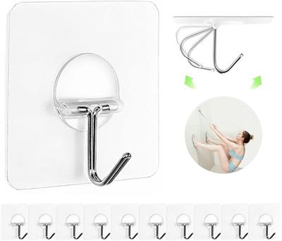 Amazon.com: JINSHUNFA Adhesive Wall Hooks 13LB Heavy Duty No Drill Transparent Waterproof Hooks for Bathroom Kitchen Towel Coat 12 Pack : Home & Kitch