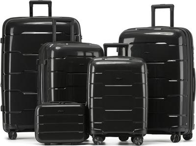 CRUW 5-Piece Luggage Set Expandable Polypropylene Suitcase Set TSA Locks 8 Silent Spinner Wheels Lightweight Nested Suitcases Travel Set easyJet Briti