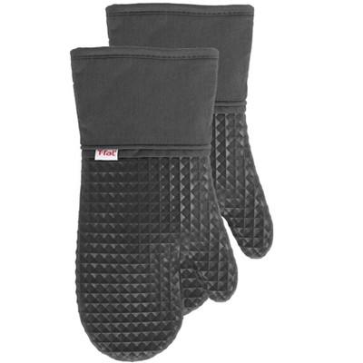 T-fal Flexible Waffle Silicone Oven Mitts Set of Two Charcoal : Target