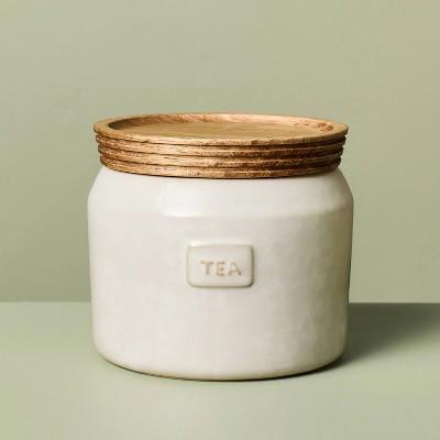 20 fl oz Stoneware Tea Canister Sour Cream - Hearth & Hand™ with Magnolia : Target