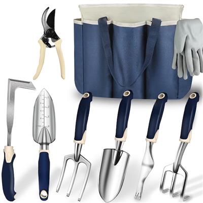 Numhew 15in L 9-Piece Non-Slip Rubber Grip Aluminum Multi-Tool Set Green Gardening Tools Set in the Garden Hand Tool Kits department at Lowes.com