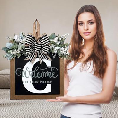 Amazon.com: Last Name All Year Round Front Door Wreath with 26 Initial Letter Welcome Sign All Seasons Eucalyptus Garland and Bow Wre