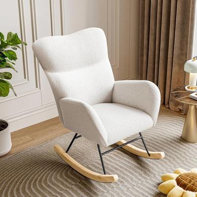 Hadwin Rocking Chair for Adults, Teddy Upholstered Nursing Chair Accent Lounge Rocker for Nursery Comfy High Backrest Armchair for Living Room Bedroom