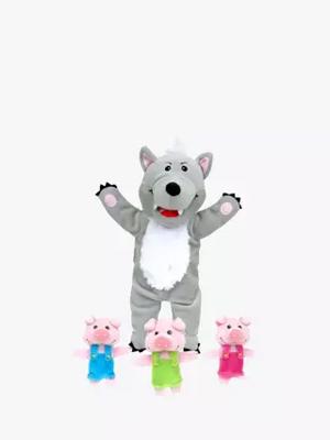 Bigjigs Toys Big Bad Wolf & 3 Little Pigs Hand & Finger Puppet Set