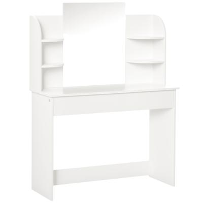 HOMCOM Vanity Table Makeup Dressing Table w/ Mirror Drawers Shelves White - Walmart.ca