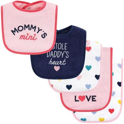 Hudson Baby Infant Girl Cotton Terry Bib and Burp Cloth Set, Bold Mom Dad, One Size - Walmart.com