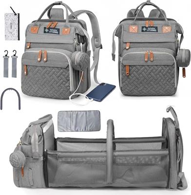 Amazon.com: Inclusive LittleOnes Mochila para pañales para bebé, cambiador adicional, gran capacidad, puerto USB, funda para chupete, mosquitera y bol