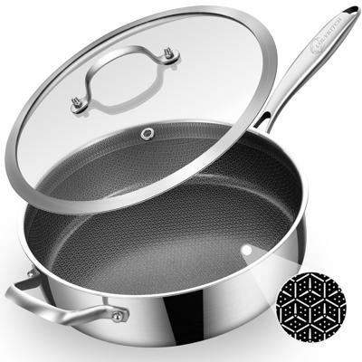 LOLYKITCH 12 inch Stainless Steel Non-Stick Sauté Pan with Lid, Induction Compatible, Dishwasher & Oven Safe - Walmart.com