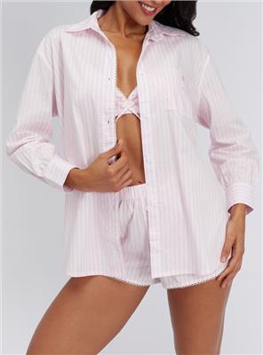 3 piece striped cotton short pyjama set | Pink Mix | Boux Avenue UK