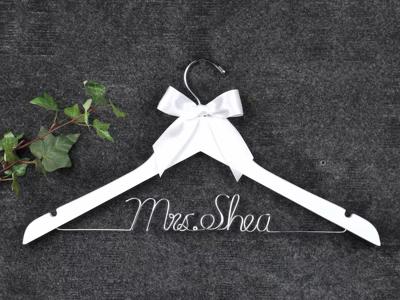 Vintage Gold Aluminum Wedding Hanger - Custom Monogram & Bow |