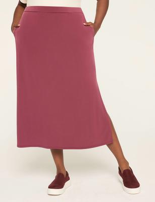 Matte Jersey Side-Slit Maxi Skirt | LaneBryant